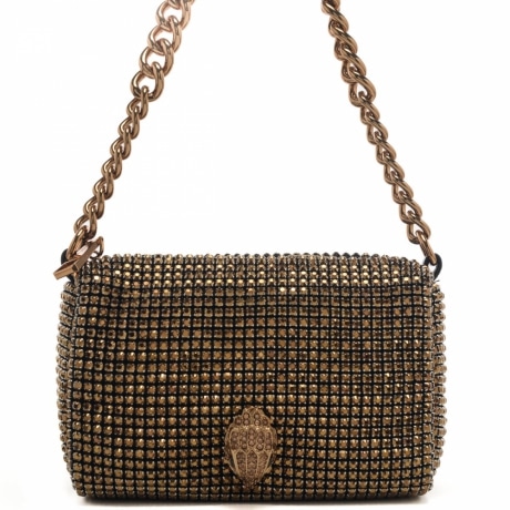 borsa a spalla da donna party pouchette con tracolla in catena e borchie oro gold