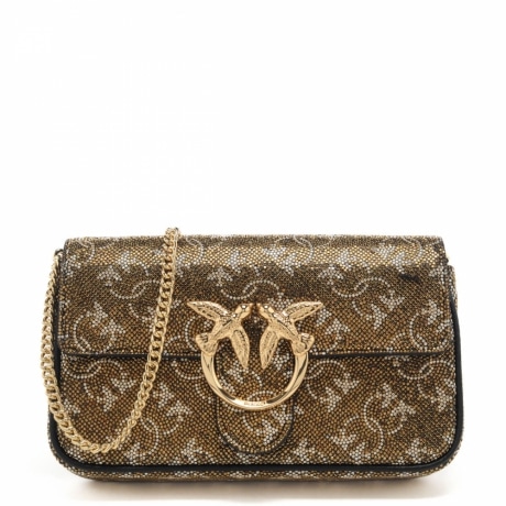 borsa a tracolla da donna love one pocket monogram strass bronzo oro