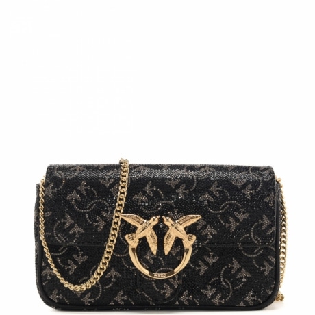 borsa a tracolla da donna love one pocket monogram strass nero argento