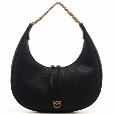 borsa a mano da donna brioche hobo in vera pelle bottalata nero e oro