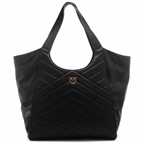 shopping bag da donna tote bag puzzle con doppio manico nero