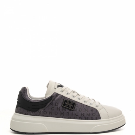 sneakers da uomo in pelle bianca con logo all-over 