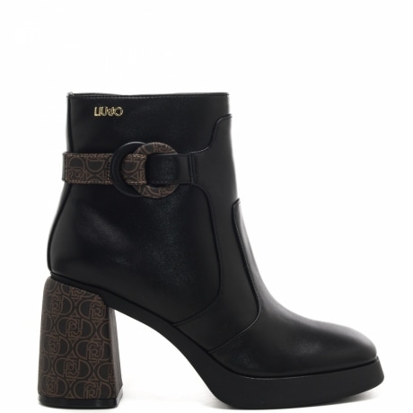 stivaletti da donna grace 3 con tacco logato e cerniera nero black