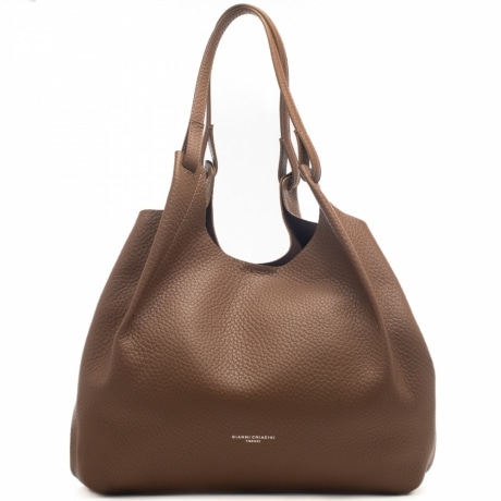 borsa a spalla da donna dua in pelle castoro moro
