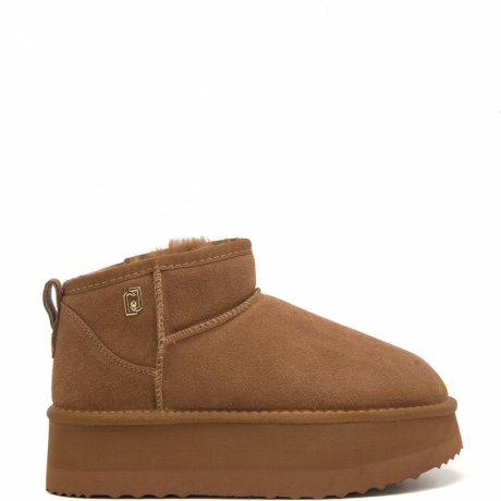 Stivaletti warm platform cognac