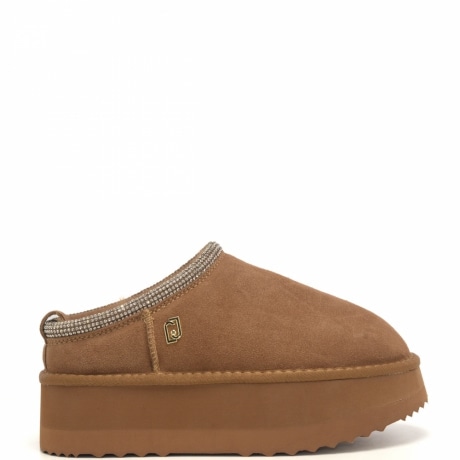 sabot platform in suede cognac