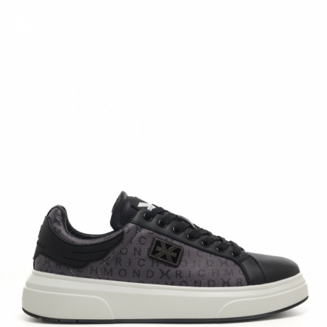 sneakers da uomo in pelle nera con logo all-over 