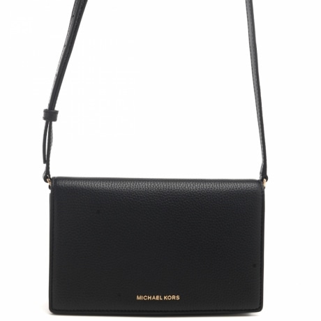 borsa a tracolla nera jet set media in pelle martellata con pattina frontale