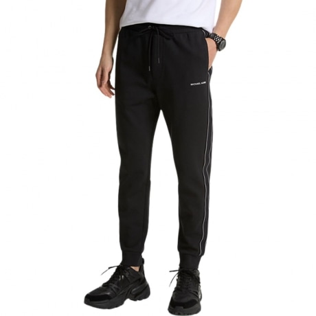 Joggers in misto cotone con fettuccia logo neri