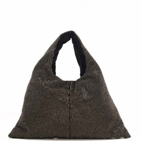 Borsa Media a sacca con borchie nera 