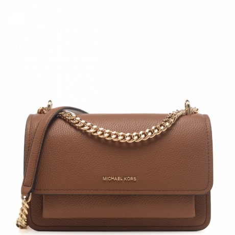 borsa a tracolla da donna in vera pelle martellata con logo in metallo dorato lettering luggage