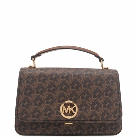 borsa a mano da donna in vera pelle con logo all over e tracolla removibile luggage 
