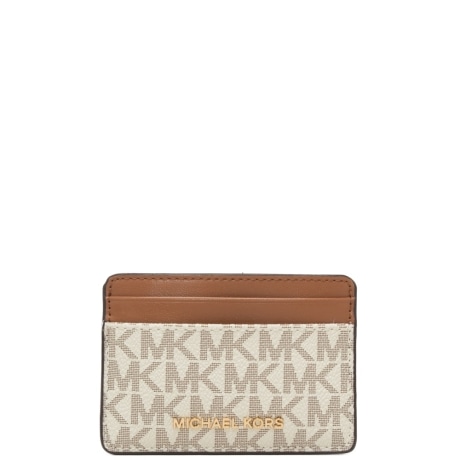 portacarte da donna in vera pelle con logo all over e logo lettering sul davanti vaniglia 