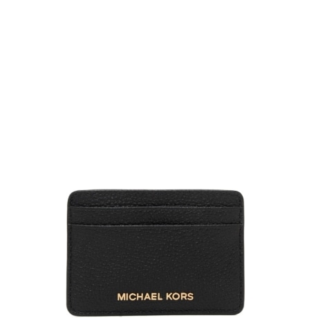portacarte da donna in vera pelle martellata logo lettering sul davanti nero 