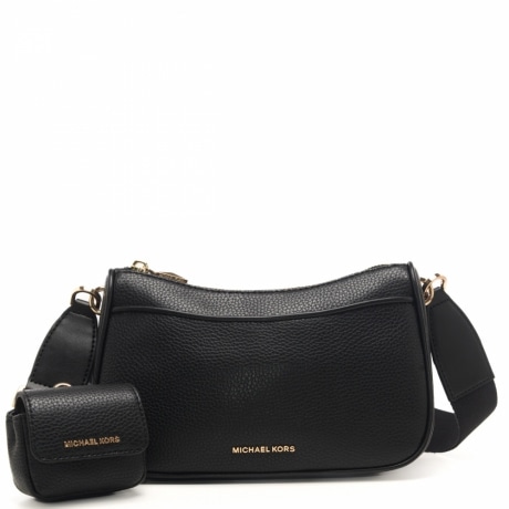 borsa a tracolla da donna  in vera pelle martellata con logo in metallo dorato lettering nera