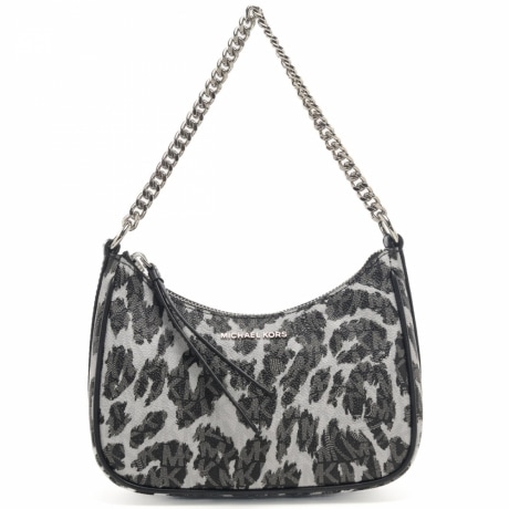 borsa a spalla da donna in vera pelle effetto animalier con unico manico con catena agentata nera 