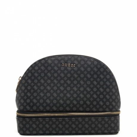 pochette da donna con doppio scomparto e trama logata nera 