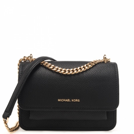 borsa a tracolla da donna in vera pelle martellata con logo in metallo dorato lettering nera