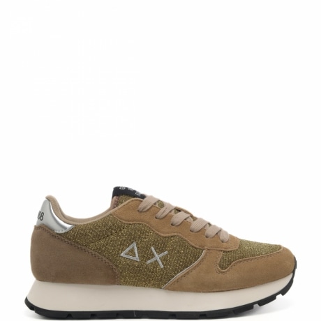 sneakers da donna ally glitter textile con logo sulla parte esterna e sul retro oro 