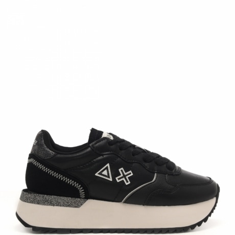 sneakers da donna big ally pu con logo all'esterno e inserto glitterato sul retro nero 