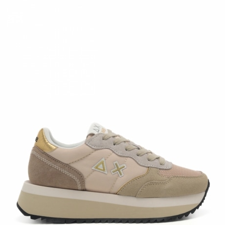 sneakers da donna big ally solid  con logo all'esterno e sul retro bianco panna 