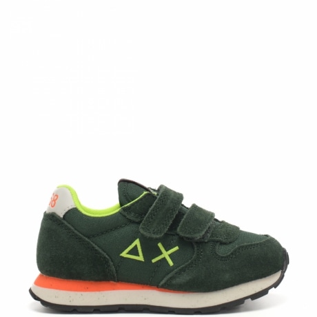 Sneakers da bambino BOY S TOM FLUO con logo sulla parte esterna e sul retro verde scuro 