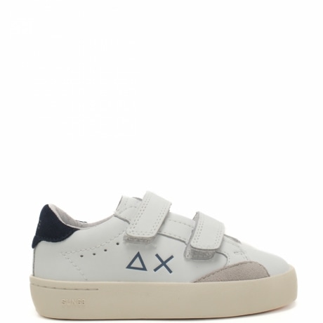 Sneakers da bambino BOY S STREET LEATHER BABY con logo sulla parte esterna e sul retro bianco navy 