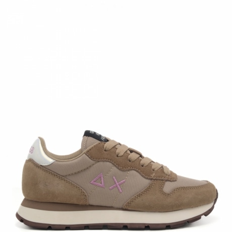 sneakers da donna ally solid nylon con logo sulla parte esterna e sul retro beige scuro