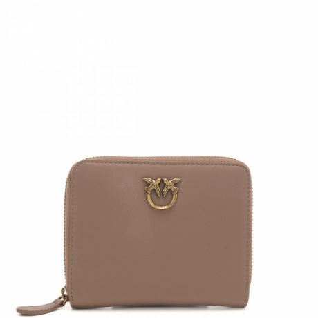 portafoglio quadrato Love One Classic in pelle biscotto