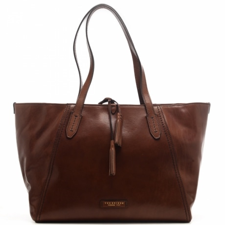 borsa tote da donna in pelle con doppio manico e logo sul davanti cuoio 