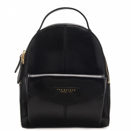 zaino in pelle da donna con tasca esterna nero
