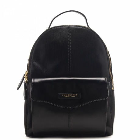 zaino in pelle da donna con tasca esterna nero