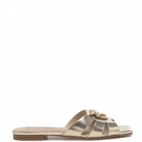scarpe basse da donna in vera pelle con  logo sul davanti platino