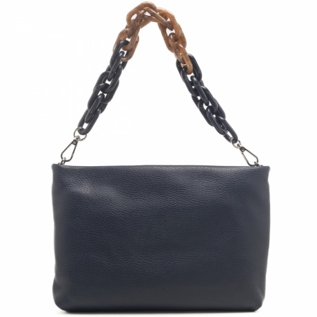 borsa a spalla da donna brenda con manico bicolor con maxi catena navy 