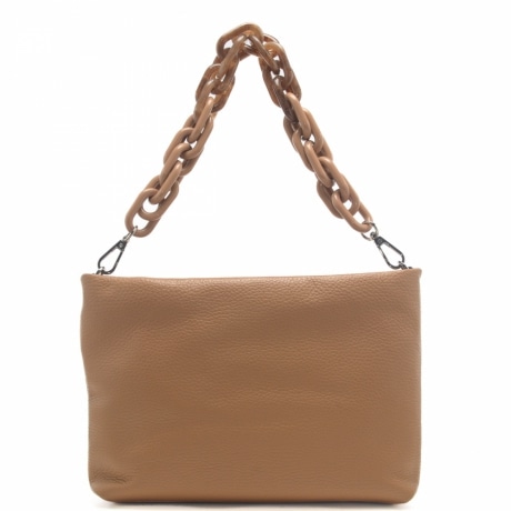 borsa a spalla da donna brenda con manico bicolor con maxi catena nature