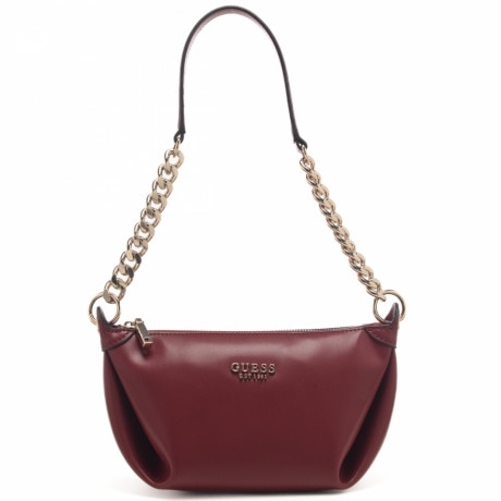 borsa a spalla da donna con unico manico con catena e spallina rossa