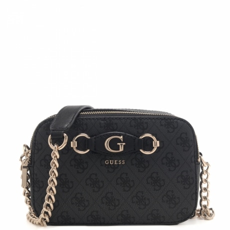  borsa a tracolla da donna con 4g logo all over e tracolla con catena e spallina nera e grigia 