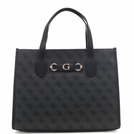 borsa a spalla da donna con logo 4G all over e doppio manico nera e grigia 