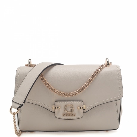 borsa a tracolla da donna con cuciture decorative sul davanti bianca 