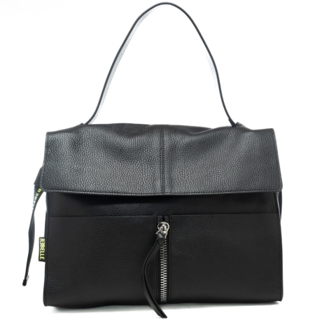  shoulder bag clio satchel con manico e tracolla a spalla in pelle nera