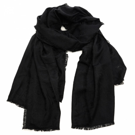 sciarpa stola da donna con logo monogram all over nera 