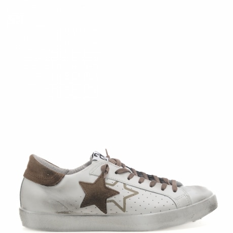 sneaker prime da uomo in vera pelle effetto used bianco beige 