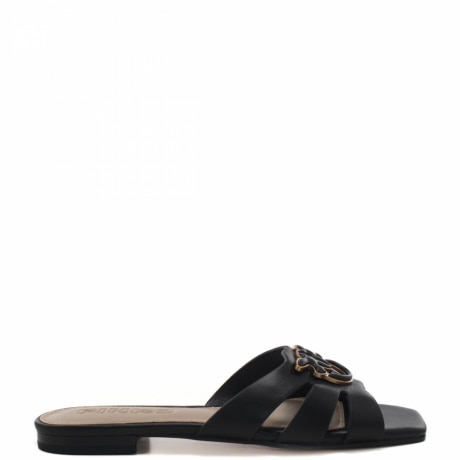  scarpe basse da donna in vera pelle con logo sul davanti nere 