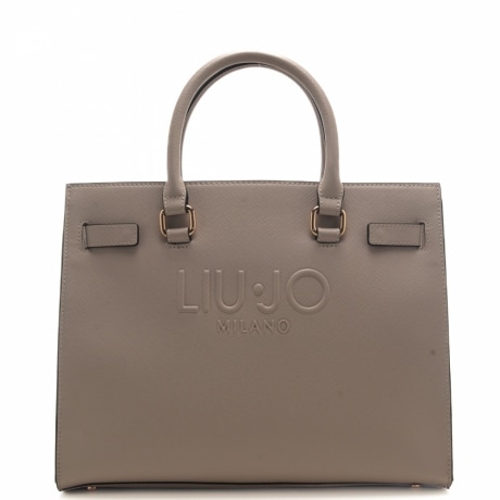 borsa a spalla da donna con maxi logo lettering in rilievo sul davanti neutro