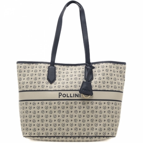 shopping bag da donna con pattern logo all over avorio blu 