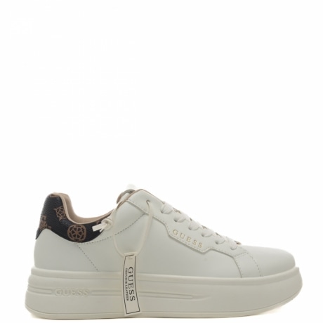 sneakers da donna con inserto logato sul retro e chiusura con lacci bianche e marroni
