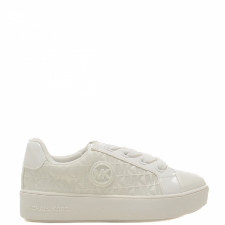 sneakersa da bambina  con lacci e trama logo mk all-over bianche 