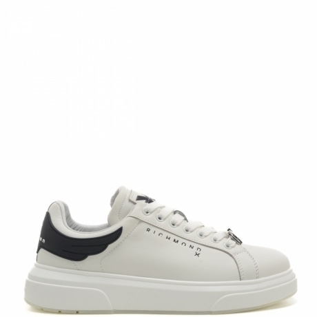 sneakers action leather in vera pelle bianco nero 