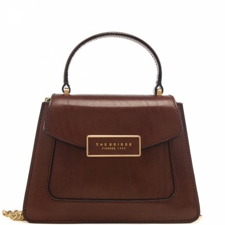 borsa a mano da donna in vera pelle con tracolla con catena cuoio