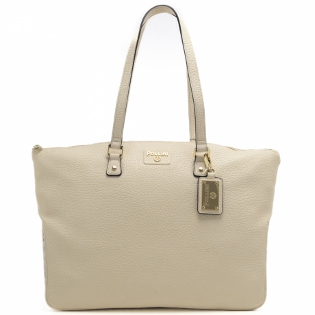 borsa a spalla da donna con effetto martellato e inserti pattern logo laterali avorio 